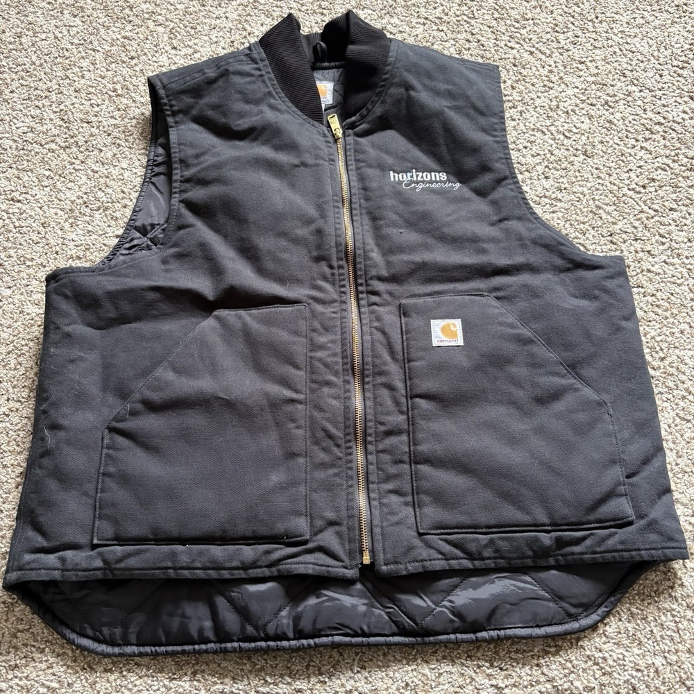 carhartt mens size XL vest black canvas V01 blk workwear embroidered